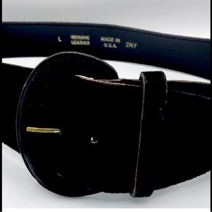 Genuine leather black suede belt, size L